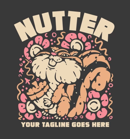 Écureuil portant un modèle de conception de t-shirt vintage à noix