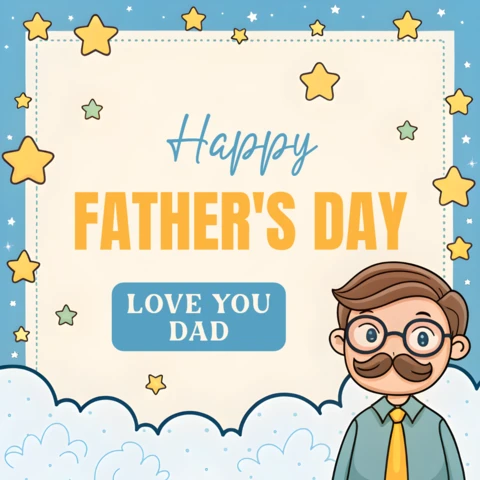 Happy Father's Day Wishes Template with Cute Design