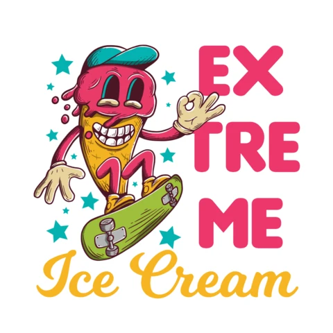 Extreme Funny Ice Cream Character T-shirt Design Template