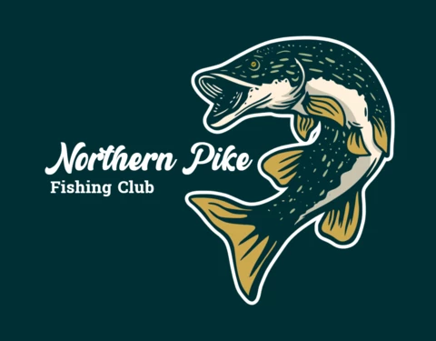 Northern Pike Fishing Club Logo Design Template