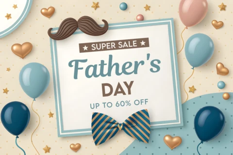 Festive Father's Day Sale Template with Playful Design Elements