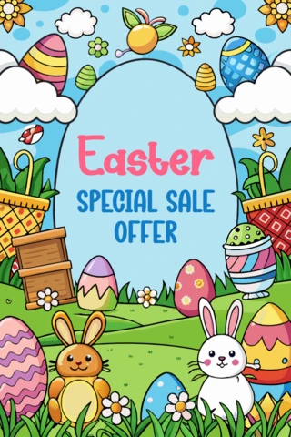 Modèle d'offre de vente de Pâques - style illustré mignon