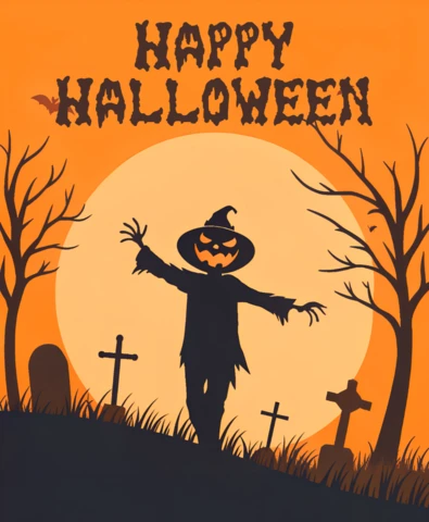 Template de design de Halloween com espantalho assustador para convites de festa