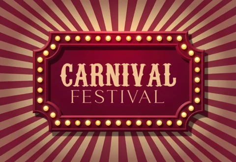 Vintage Carnival Festival Poster Template with Retro Light Bulb Frame Design