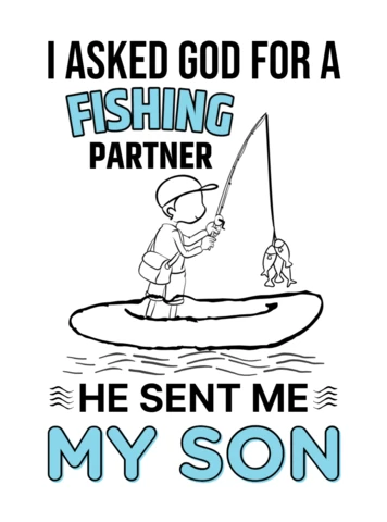Modelo de design de camiseta com citação de pesca entre pai e filho