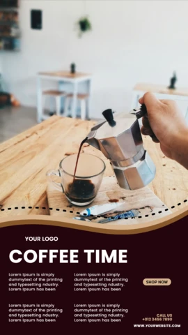 Coffee Time Promotional Instagram Story Post Design Template