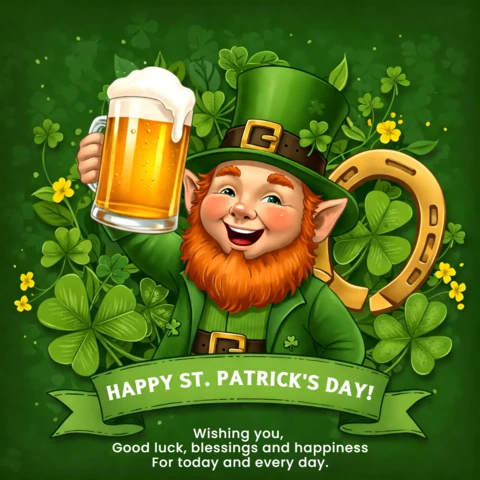 St. Patrick's Day Celebration Template - Whimsical Cartoon Design for Festive Greetings
