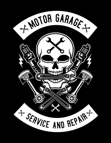 Motor Garage Skull T-shirt Design Template