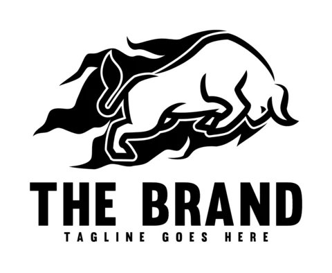 Bull and Flames Logo Design Template