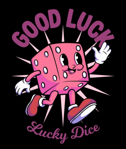 Lucky Roll Cheerful Dice Character Bringing Good Fortune T-Shirt Design Template