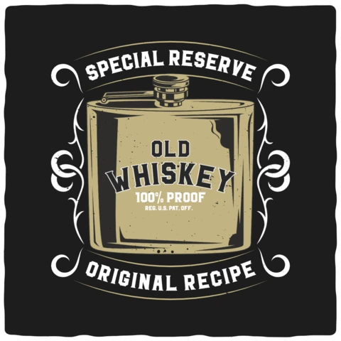 Whiskey Flask Illustration T-shirt Design Template