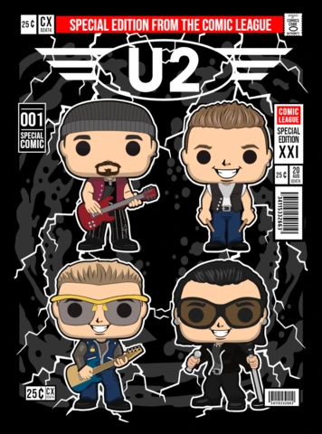Modelo de design de capa de revista de personagem de desenho animado do U2