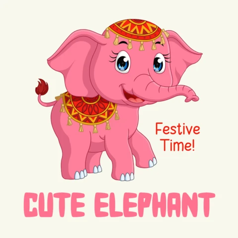 Festive Cute Elephant Design Template for Children Book Cover