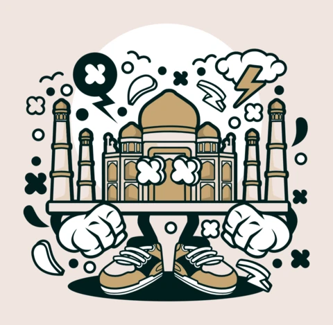 Taj Mahal Cartoon Character Poster Design Template