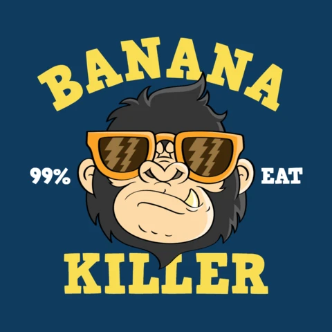 Banana Killer Gorilla Graphic Design Template for Fun Apparel