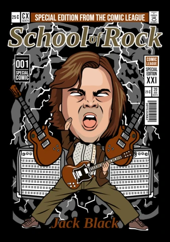 Jack black caricatura de personaje de dibujos animados plantilla de diseño