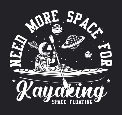 Modèle de conception de t-shirt vintage astronaute kayak