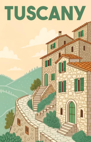 Tuscany Landscape Design Template for Travel Posters