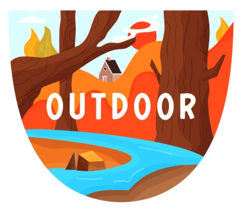 Outdoor Adventure Landscape Badge Template Design