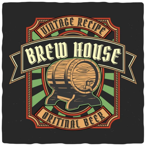 Vintage Recipe Brew House Original Beer T-shirt Design Template