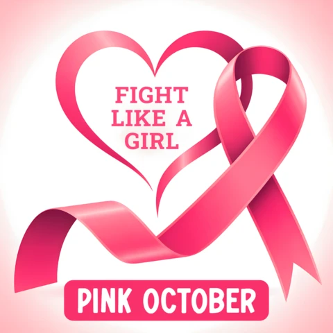 Pink October Awareness Ribbon Design Template for Posters and Merchandise