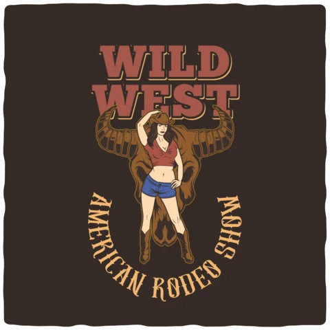 Wild West American Rodeo Show T-shirt Design Template