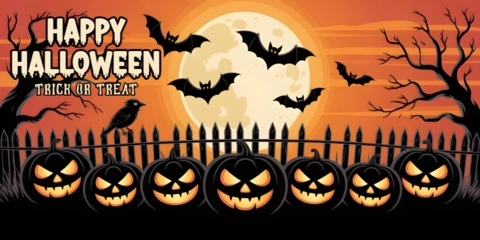 Halloween Graveyard Leafless Trees, Sinister Pumpkins & Moonlit Shadows YouTube Cover Design Template