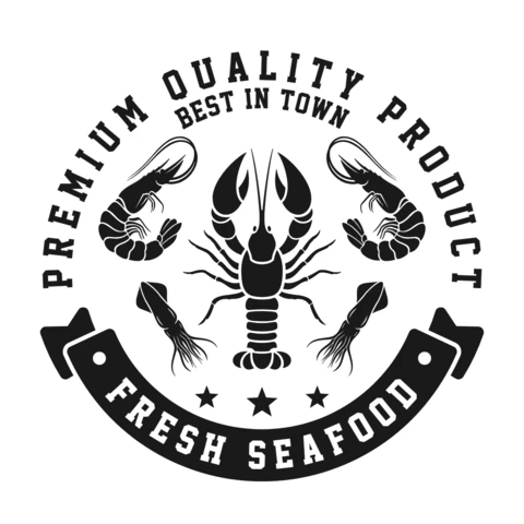 Modelo de design de logotipo de frutos do mar frescos
