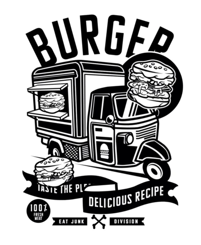 Burger Van T-Shirt Design Template