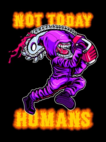 Niet vandaag mensen met demon en zaag t-shirt ontwerpsjabloon