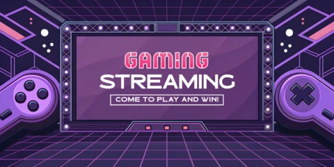 Modèle de design de streaming de jeux avec des graphismes de console rétro