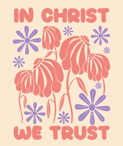 Diseño de camiseta inspiracional "Fe sobre miedo" en Cristo confiamos