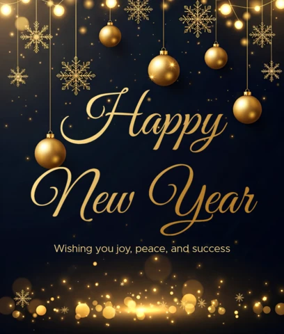 Elegant New Year 2026 Celebration Template with Gold Sparkles Design for Greeting Cards
