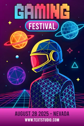 Modèle de design de festival de jeux rétro futuristes pour affiches d'événements