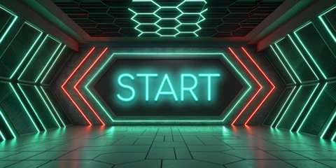 Plantilla de diseño de inicio de neón para entornos de juego futuristas