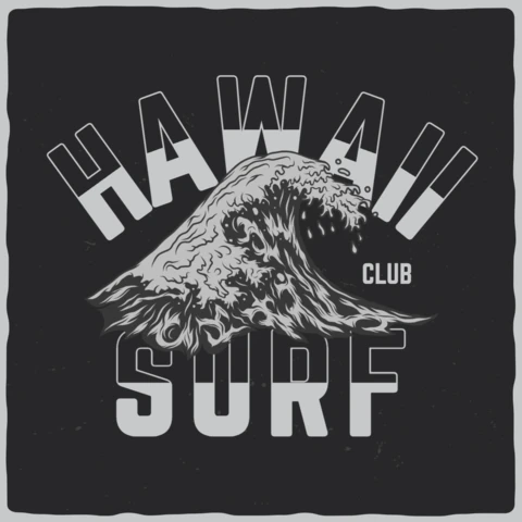 Hawaii Surf Club T-Shirt Design Template