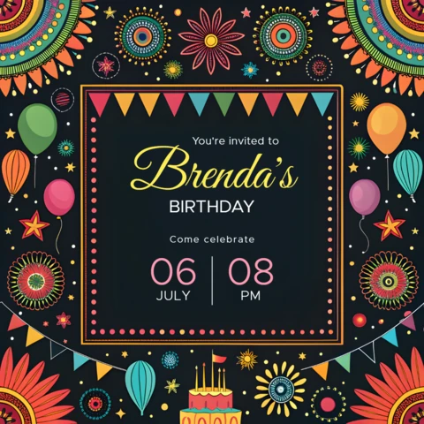 Design de convite de aniversário festivo colorido
