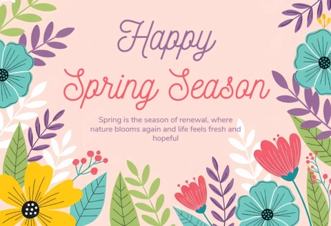 Spring Floral Design Template for Greeting Cards