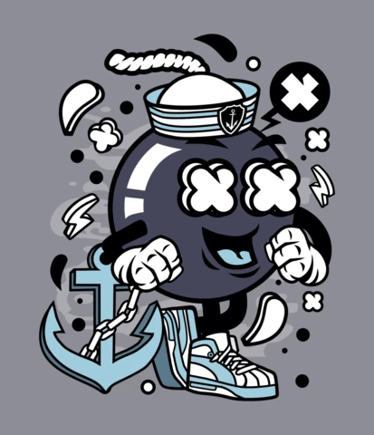 Plantilla de diseño de personaje de dibujos animados de bomba marinera