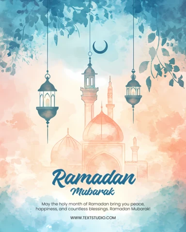 Watercolor Ramadan Mubarak Design Template for Festive Celebrations
