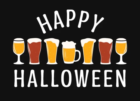 Happy Halloween Beer Drinking Funny T-Shirt Design Template