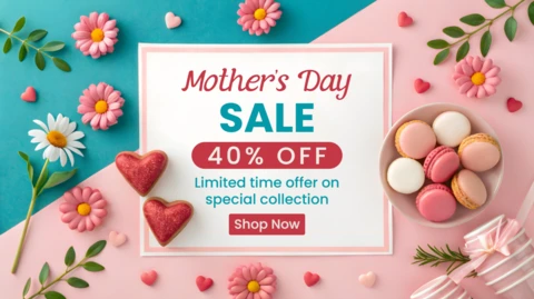 Charming Mother's Day Sale Template | Editable Floral Design with Sweet Treats
