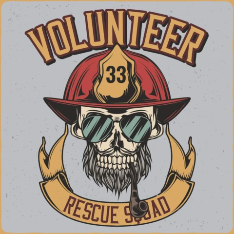 Volunteer Rescue Squad Firefighter T-Shirt Design Template