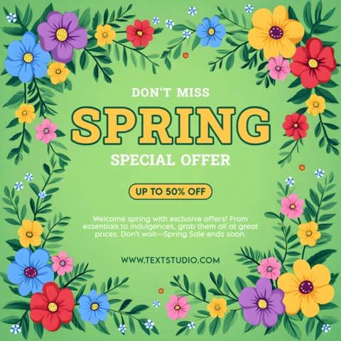 Spring Floral Promotion Template Design for Seasonal Sales