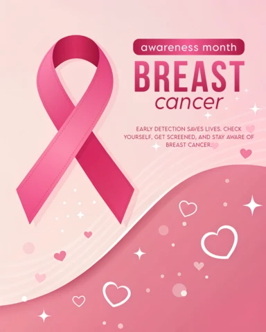 Breast Cancer Awareness Month Template with Pink Ribbon Design for Posters and Flyers