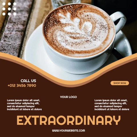 Extraordinaria plantilla de diseño de post de instagram de café