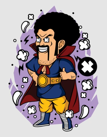 Mr Satan Cartoon Character T-shirt Design Template