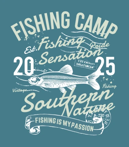 Plantilla de diseño de camiseta de campamento de pesca