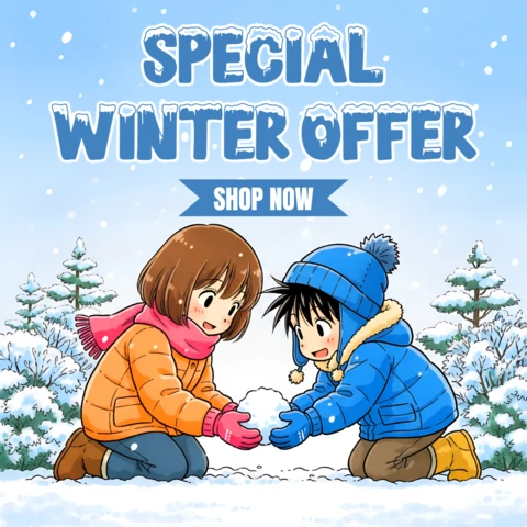 Winter-Angebotsdesignvorlage mit Kindern, die im Schnee spielen, für Werbeflyer