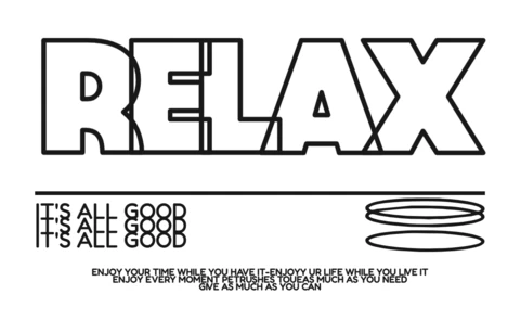 Entspanne dich, alles ist gut, achtsame Typografie mit Lebenszitat und visuellen Symbolen T-Shirt-Designvorlage